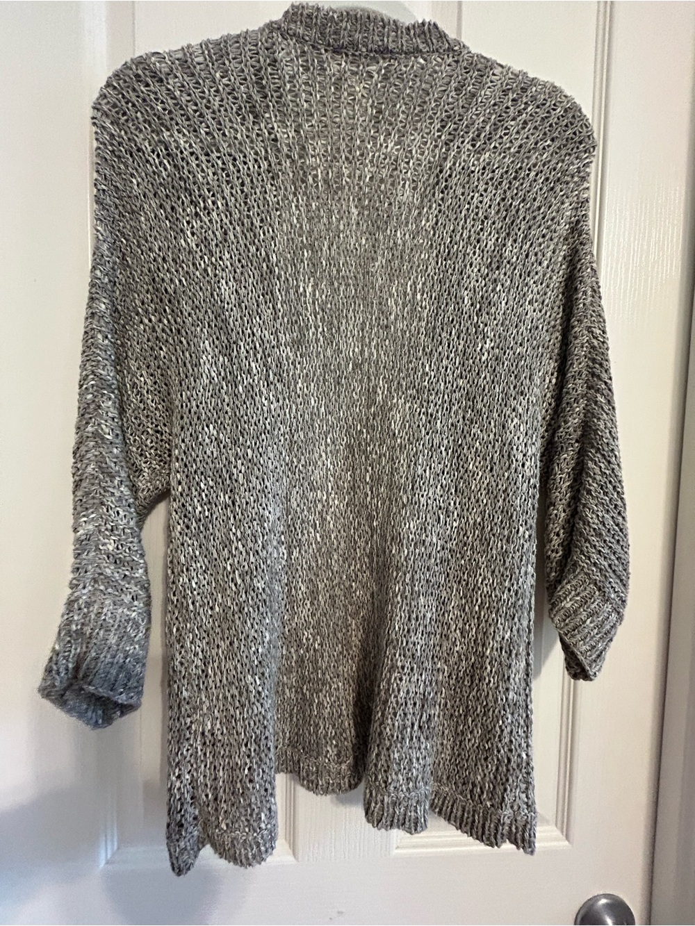 Eileen Fisher Heather Gray Open-Front Knit Cardigan - Picture 4 of 7
